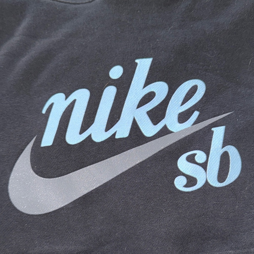 Nike SB Black Hoodie with Light Blue and Gray Logo